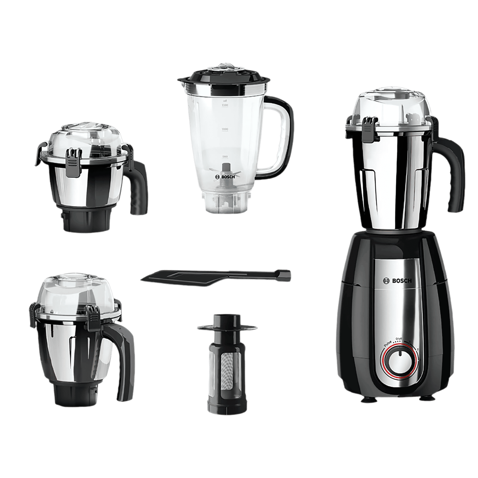 BOSCH TrueMixx Pro 1000 Watt 4 Jars Mixer Grinder (24000 RPM, Stone Pounding Technology, Black)_4