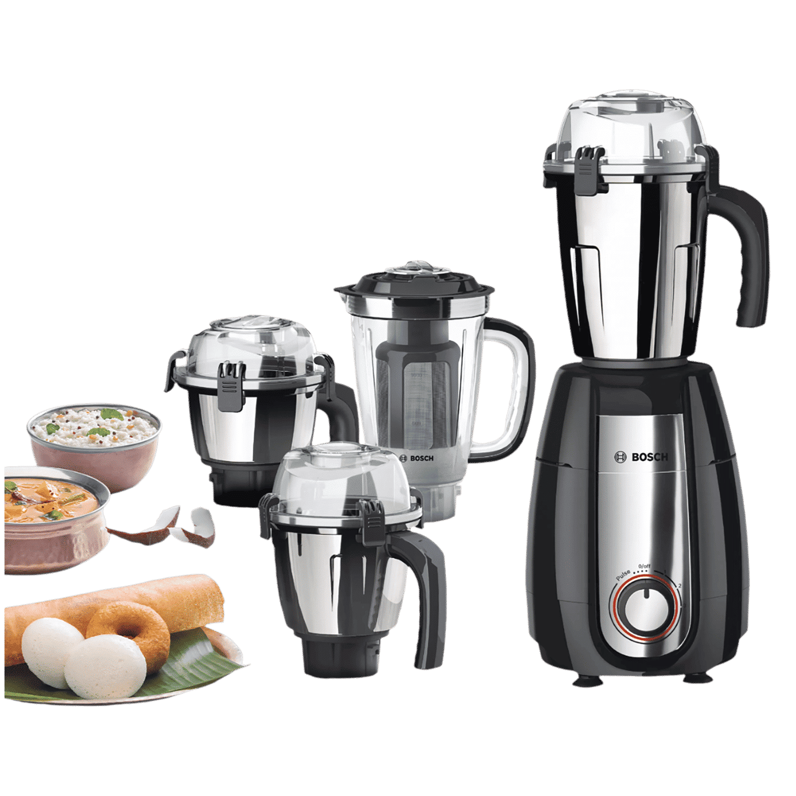 BOSCH TrueMixx Pro 1000 Watt 4 Jars Mixer Grinder (24000 RPM, Stone Pounding Technology, Black)_6