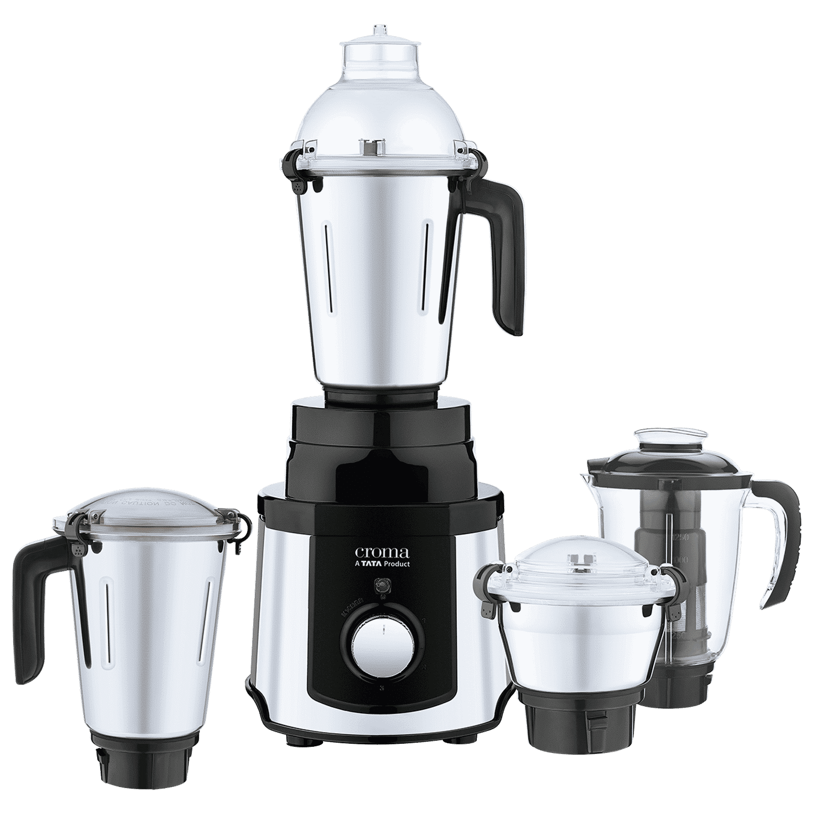 Croma 1000 Watt 4 Jars Mixer Grinder (20000 RPM,Copper Motor, Black & Silver)_1