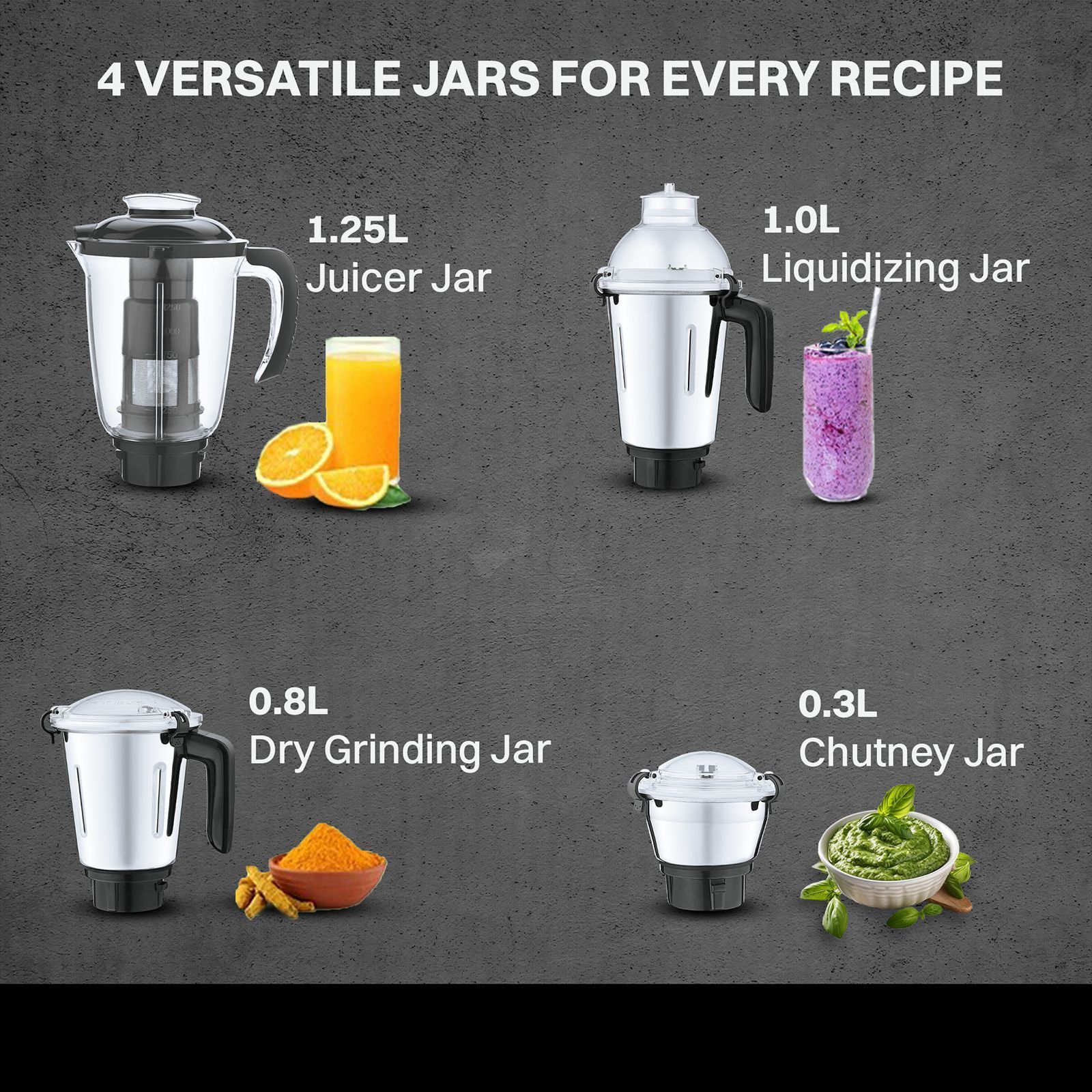 Croma 1000 Watt 4 Jars Mixer Grinder (20000 RPM,Copper Motor, Black & Silver)_9