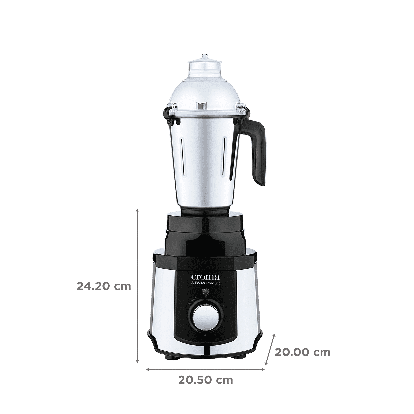 Croma 1000 Watt 4 Jars Mixer Grinder (20000 RPM,Copper Motor, Black & Silver)_3