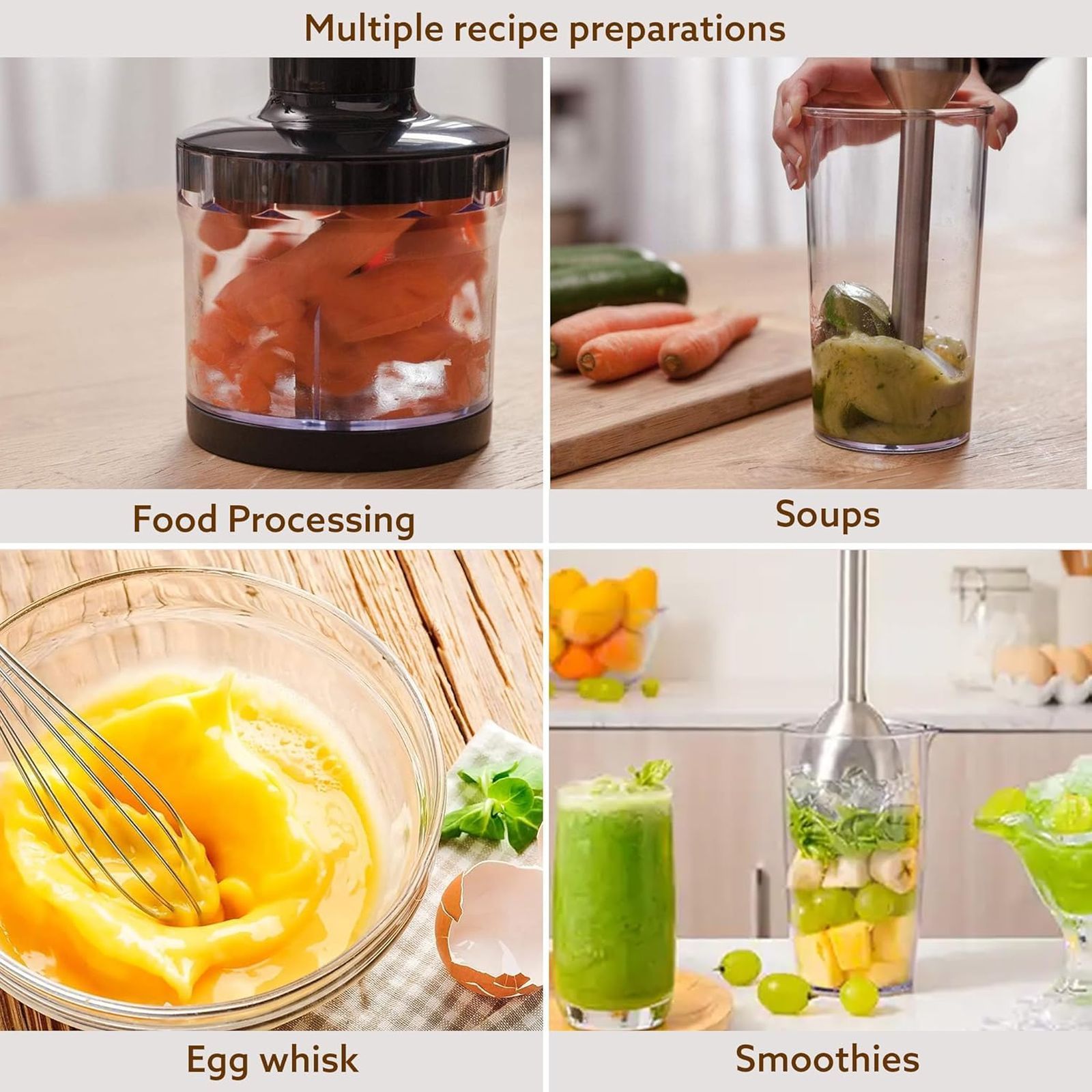 AGARO Royal 1500 Watt 2 Speed Hand Blender with 3 Attachments (Speed Regulator Dial, Silver)_7