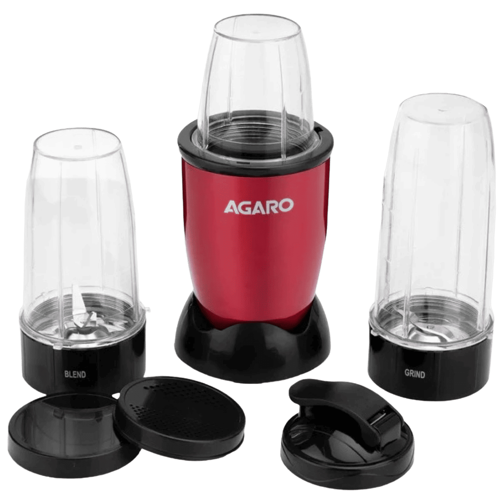 AGARO Regal 400 Watt 3 Jars Mixer Grinder, Juicer Blender (Safety Interlock Mechanism, Red)_1