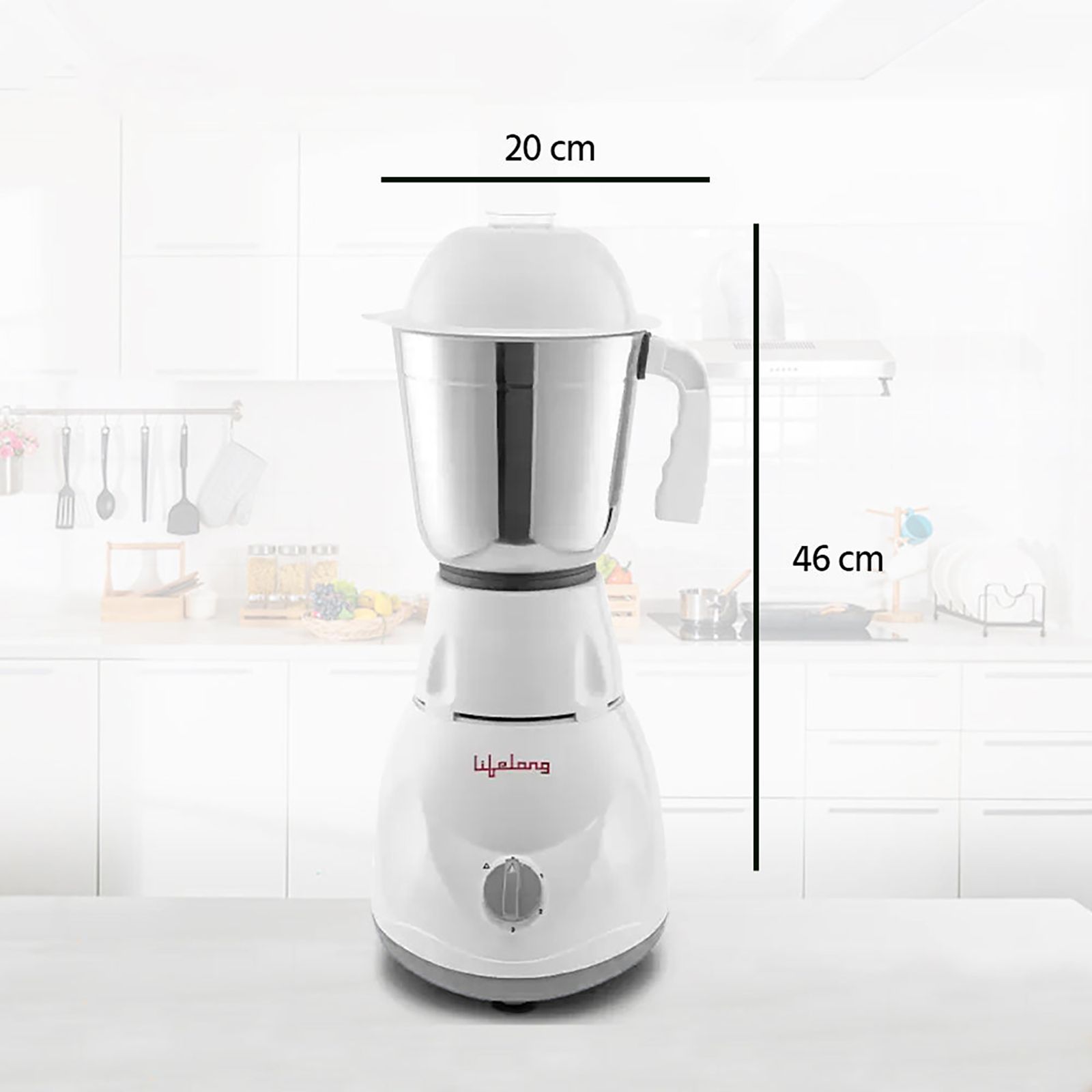 Lifelong 500 Watt 3 Jars Mixer Grinder (Overload Protector, White)_4