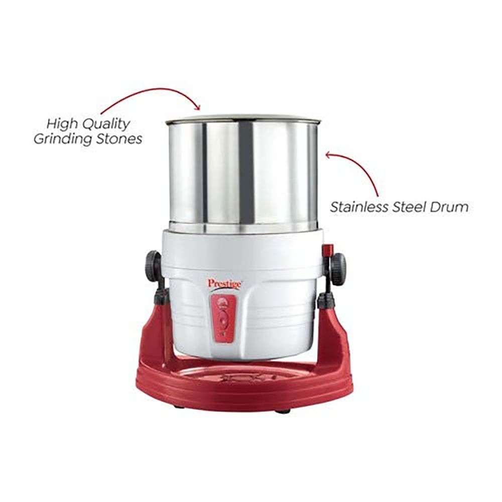 Prestige PWG 01 2 Litres Wet Grinder with Coconut Scrapper & Atta Kneader (Tilting Drum, White and Red)_9
