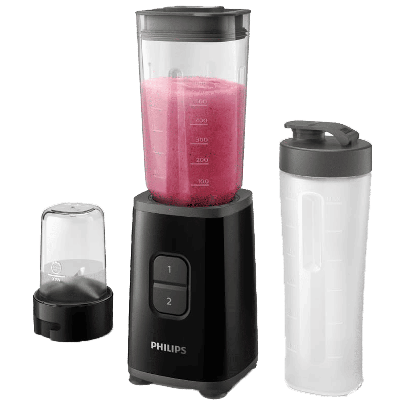 PHILIPS 350 Watt 3 Jars Blender (Heat Resistant Glass Container, Black)_1