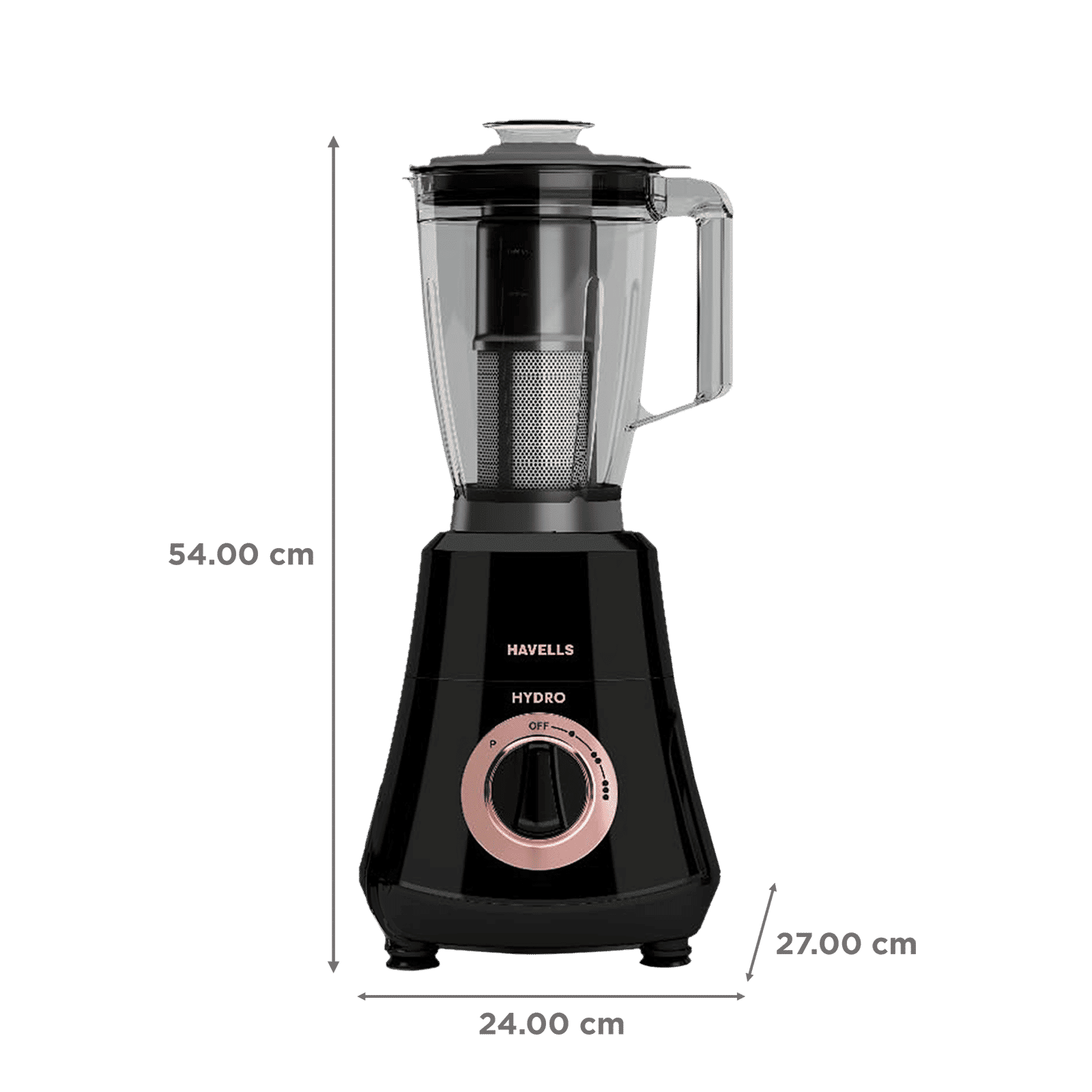 HAVELLS Hydro Plus 1000 Watt 4 Jars Mixer Grinder (22000 RPM, Ball Bearing Motor, Black)_3