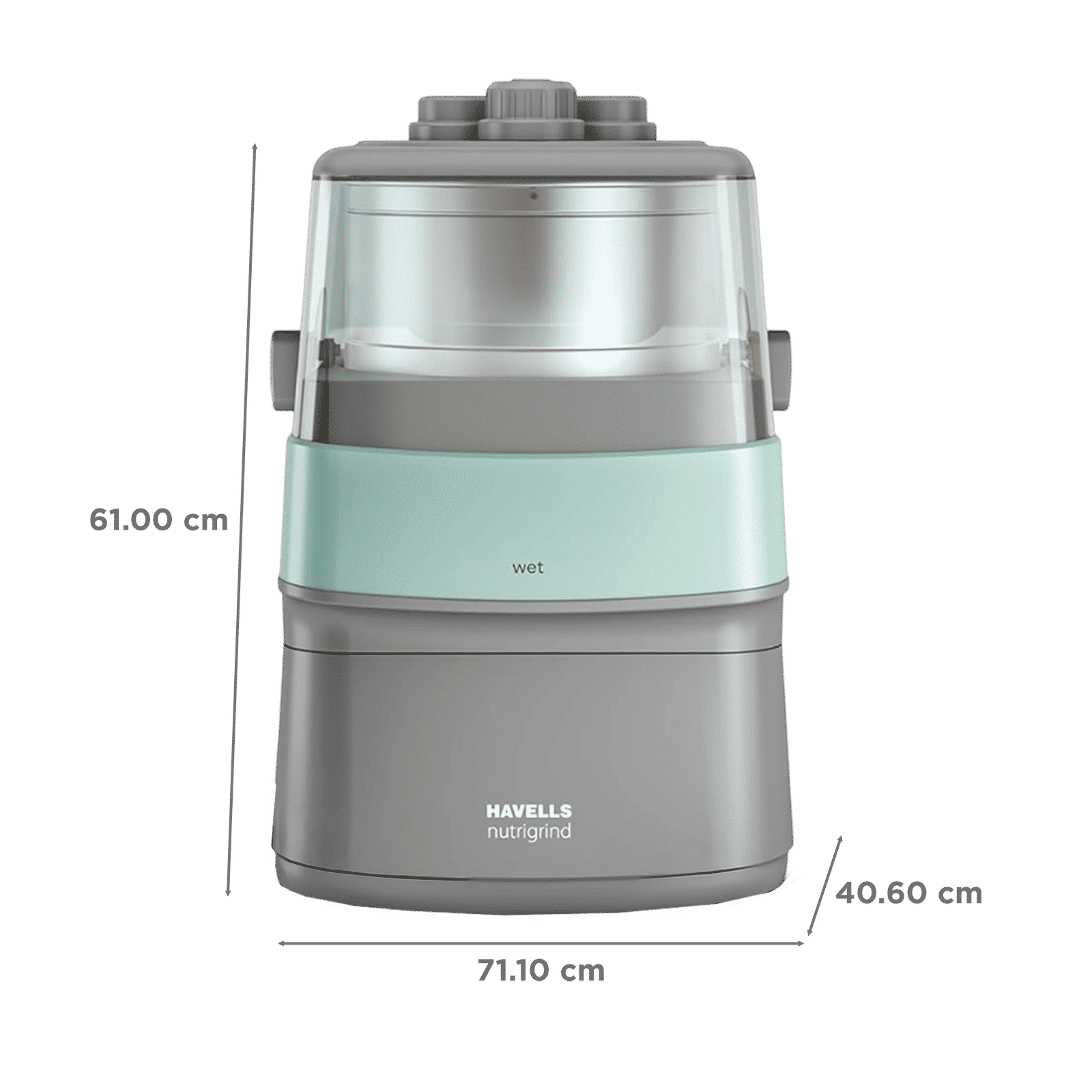 HAVELLS Nutri Grind 1 Litre 2 Stones Wet & Dry Grinder (Induction Motor, Pista Grey)_2