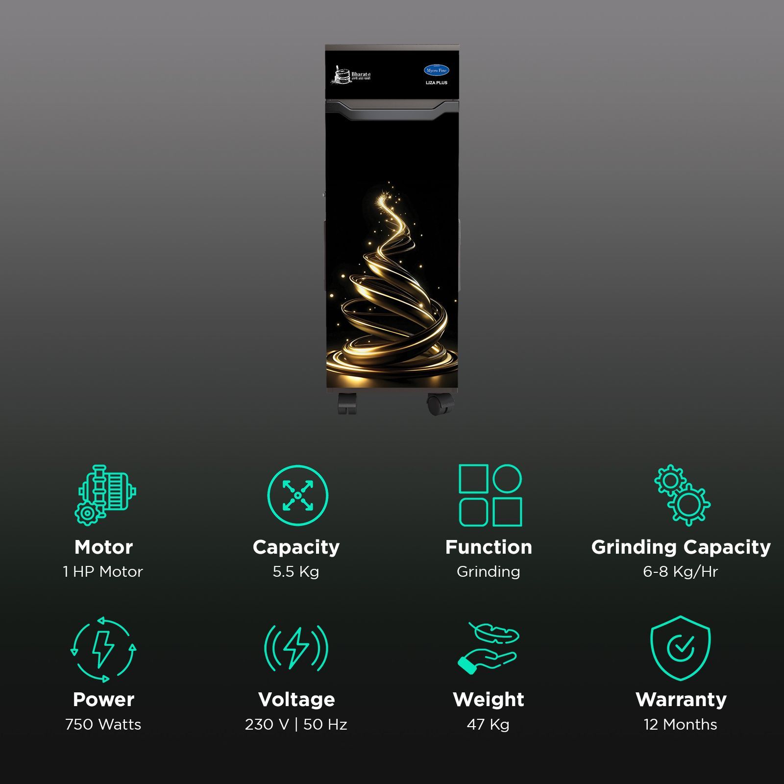 Mycro Fine LIZAPLUS 750 Watts 6.5 Kg Flourmill Machine (ISI Motor, Twister) Mycro Fine LIZAPLUS 750 Watts 6.5 Kg Flourmill Machine (ISI Motor, Twister)_2