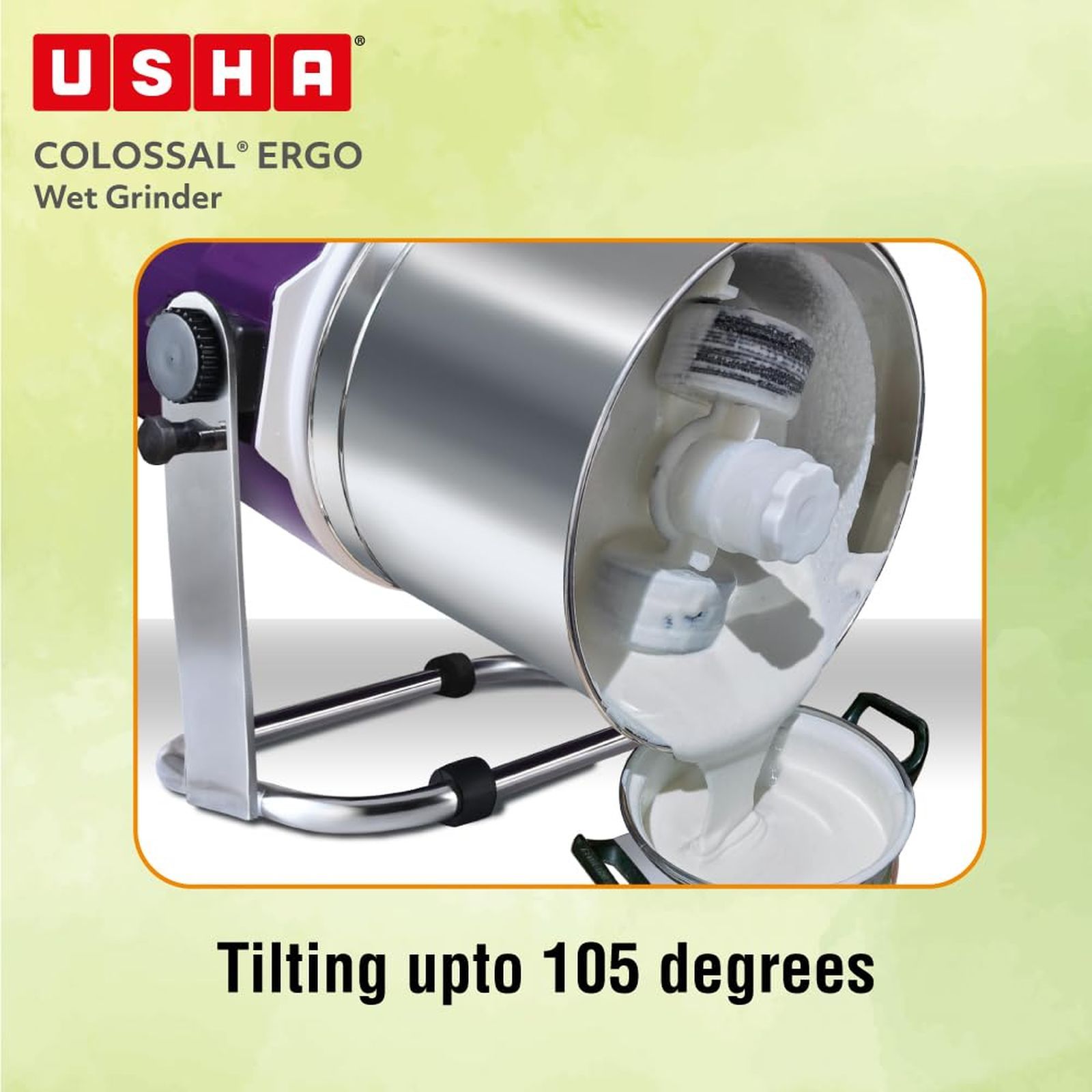 USHA Colossal Ergo 2 Litres 2 Stones Wet Grinder with Coconut Scrapper & Atta Kneader (Stainless Steel Drum, Magenta) USHA Colossal Ergo 2 Litres 2 Stones Wet Grinder with Coconut Scrapper & Atta Kneader (Stainless Steel Drum, Magenta)_7