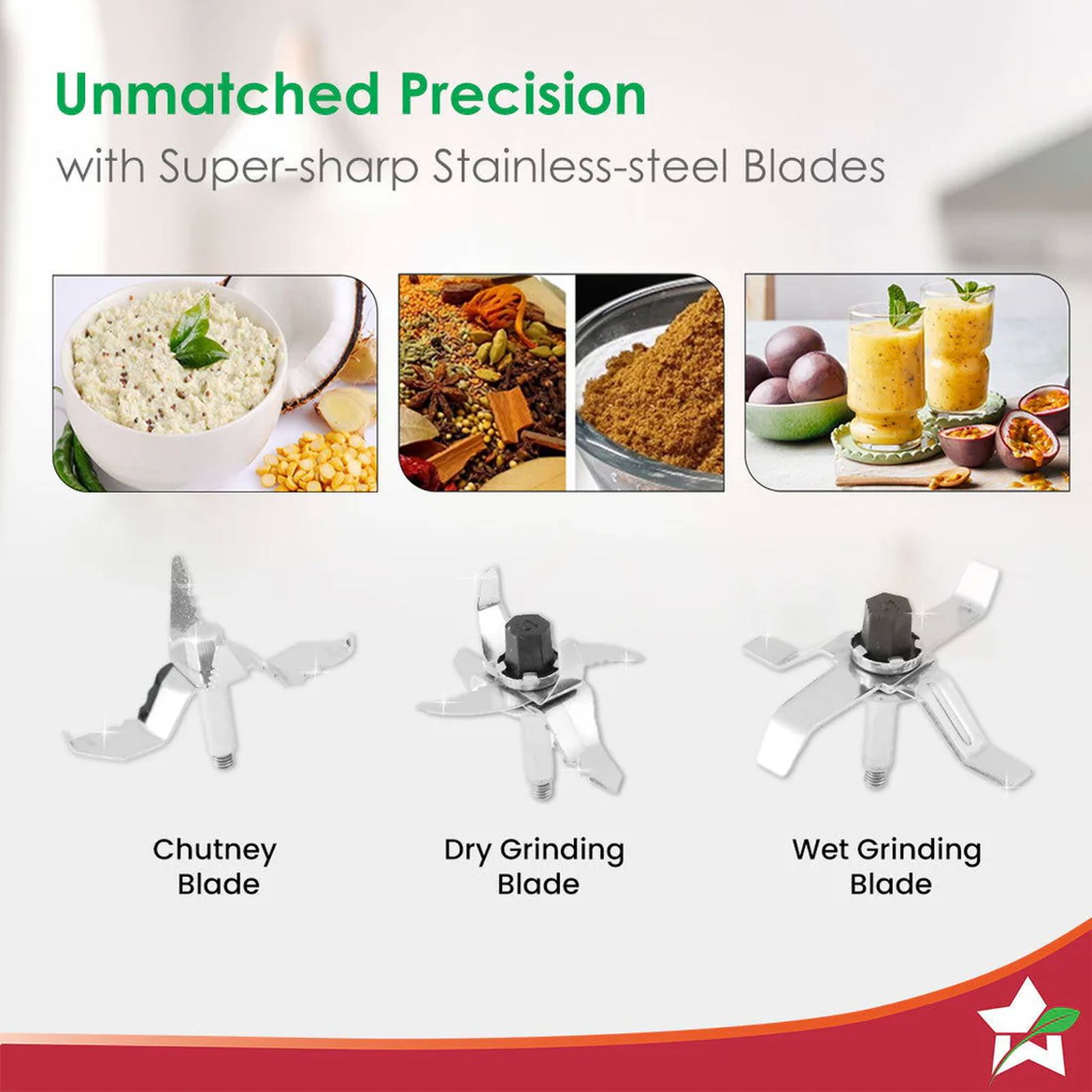 WONDERCHEF Galaxy 1000 Watt 4 Jars Mixer Grinder (18000 RPM, Low Noise, Grey)_3