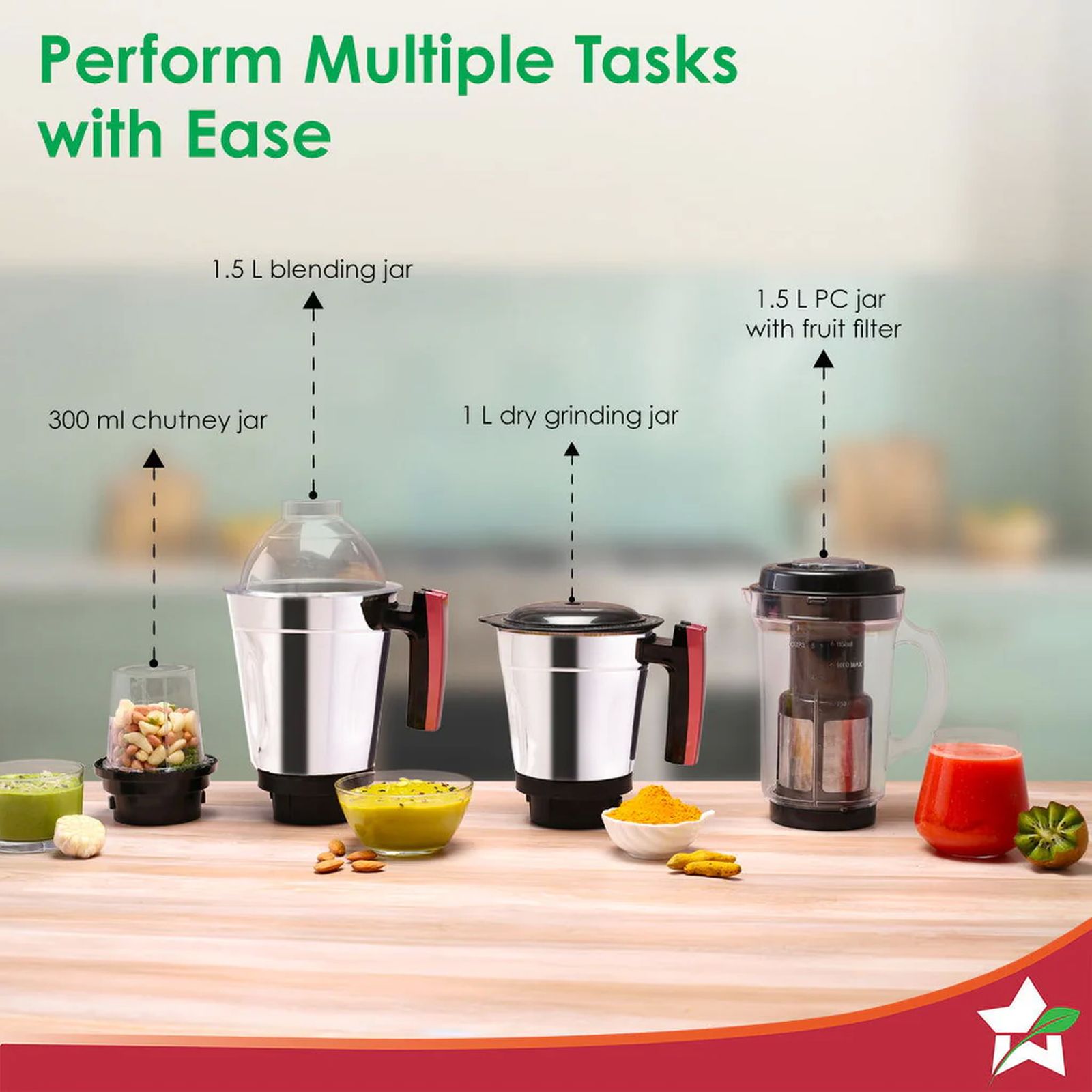 WONDERCHEF Select 750 Watt 4 Jars Mixer Grinder (18000 RPM, Overload Protection, Black Maroon) WONDERCHEF Select 750 Watt 4 Jars Mixer Grinder (18000 RPM, Overload Protection, Black Maroon)_6