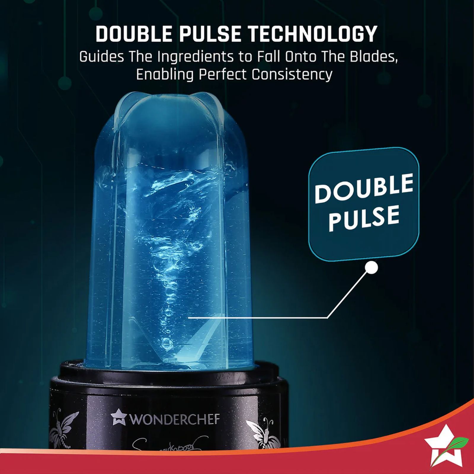 WONDERCHEF Nutri Blend Smart 500 Watt 2 Jars Mixer Grinder Blender (22000 RPM, Dual Pulse Function, Black)_5