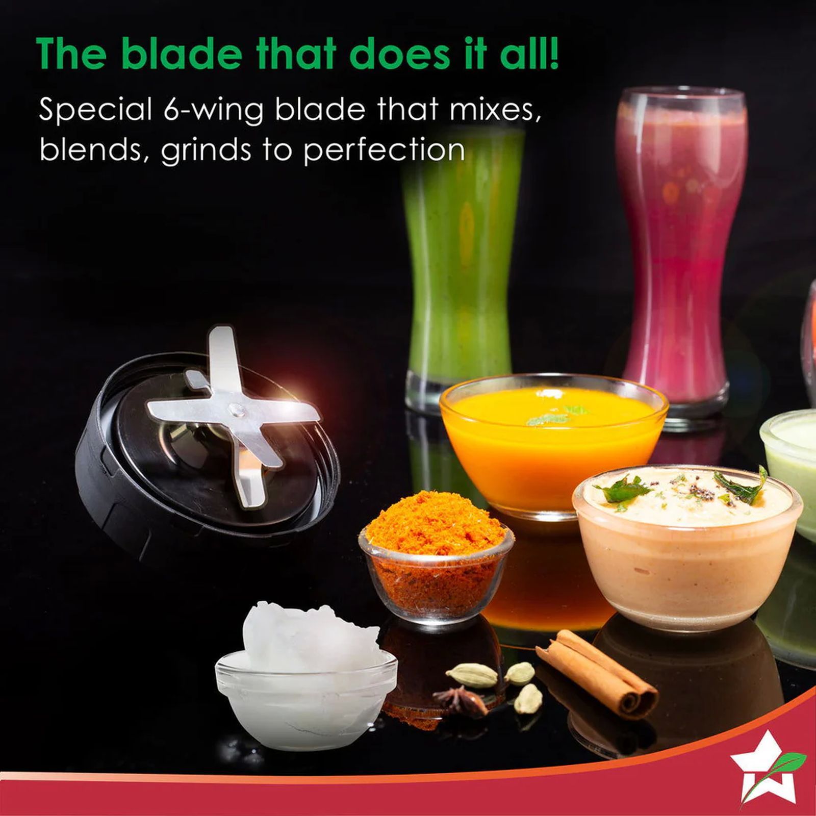 WONDERCHEF Nutri-blend Storm 1200 Watt 2 Jars Mixer Grinder Blender (22000 RPM, Sipper Attachment, Black)_5