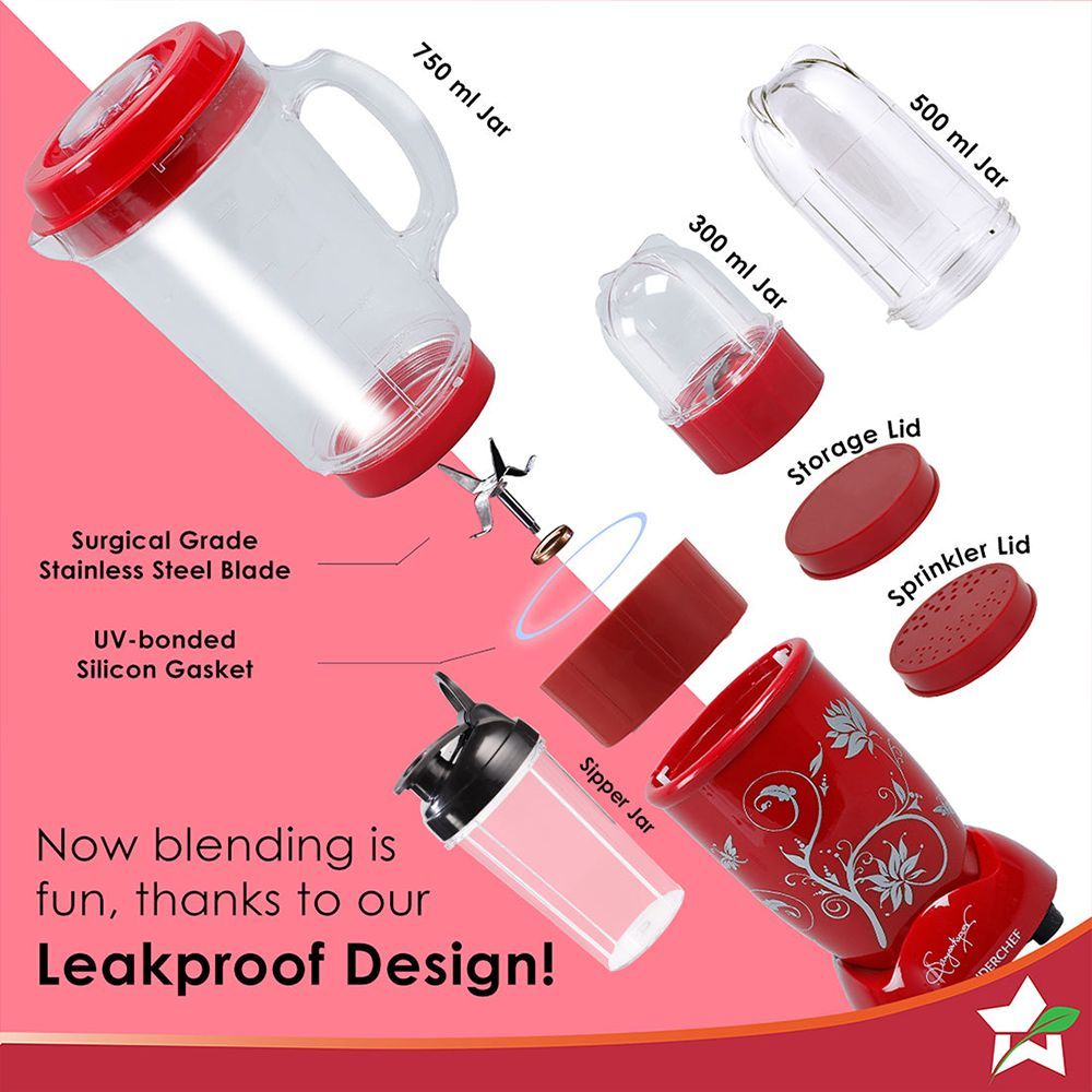 WONDERCHEF Nutri-blend 500 Watt 3 Jars Mixer Grinder Blender (22000 RPM, Powerful Motor, Red) WONDERCHEF Nutri-blend 500 Watt 3 Jars Mixer Grinder Blender (22000 RPM, Powerful Motor, Red)_12