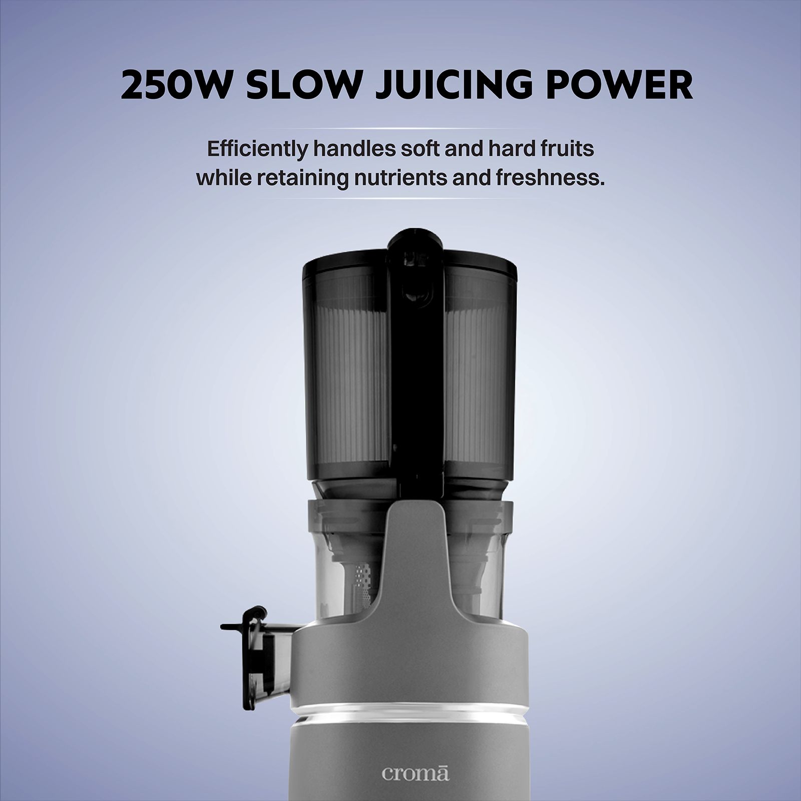 Croma 250 Watt 2 Jars Slow Juicer (Safety Lock, Grey) Croma 250 Watt 2 Jars Slow Juicer (Safety Lock, Grey)_3