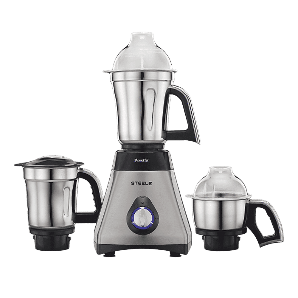 Preethi Steele MG 206 550 Watt 3 Jars Mixer Grinder (18500 RPM, Turbo Vent Technology, Grey)_1