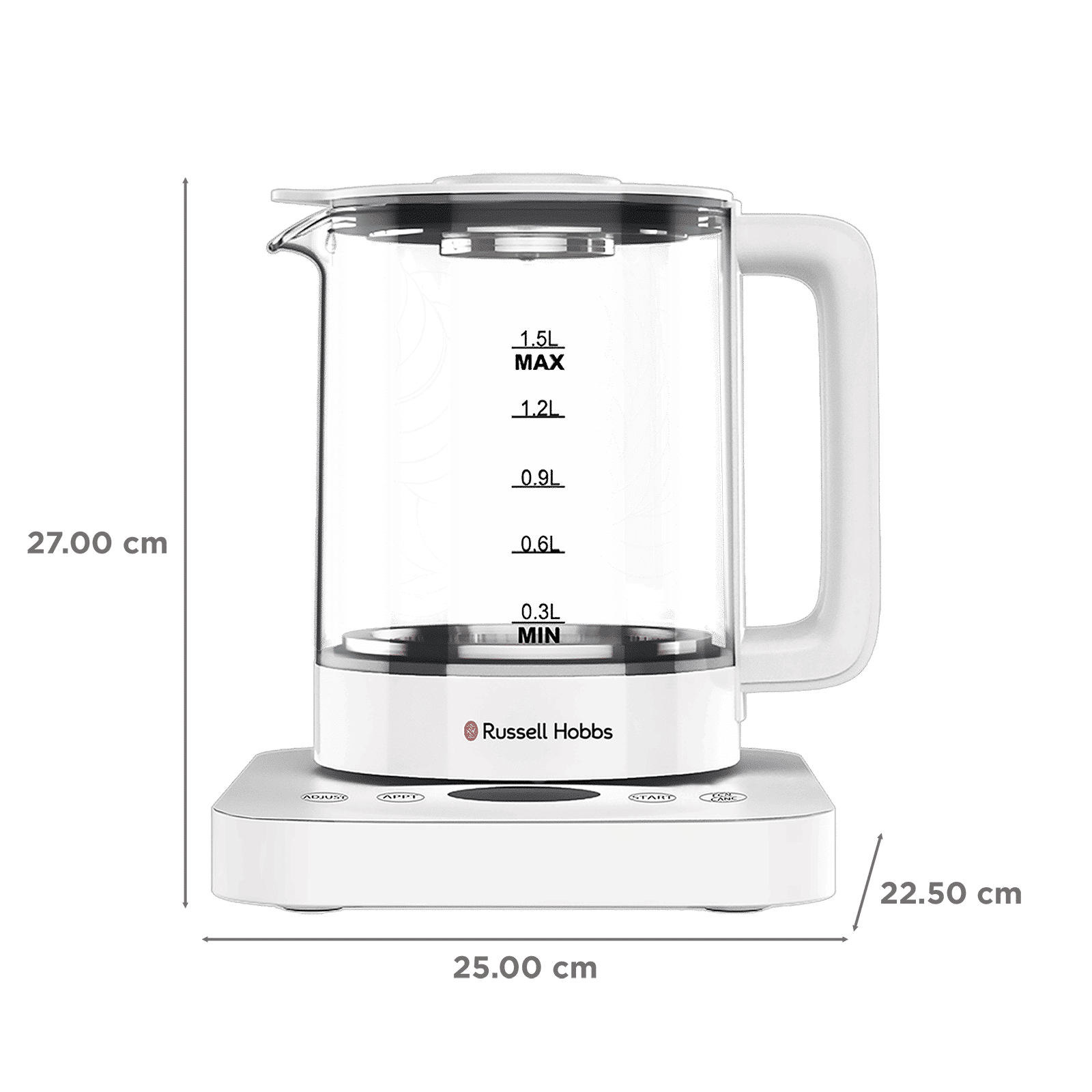 Russell Hobbs AuraLite 800 Watt 1.5 Litre Electric Kettle with Auto Shut Off (White)_2