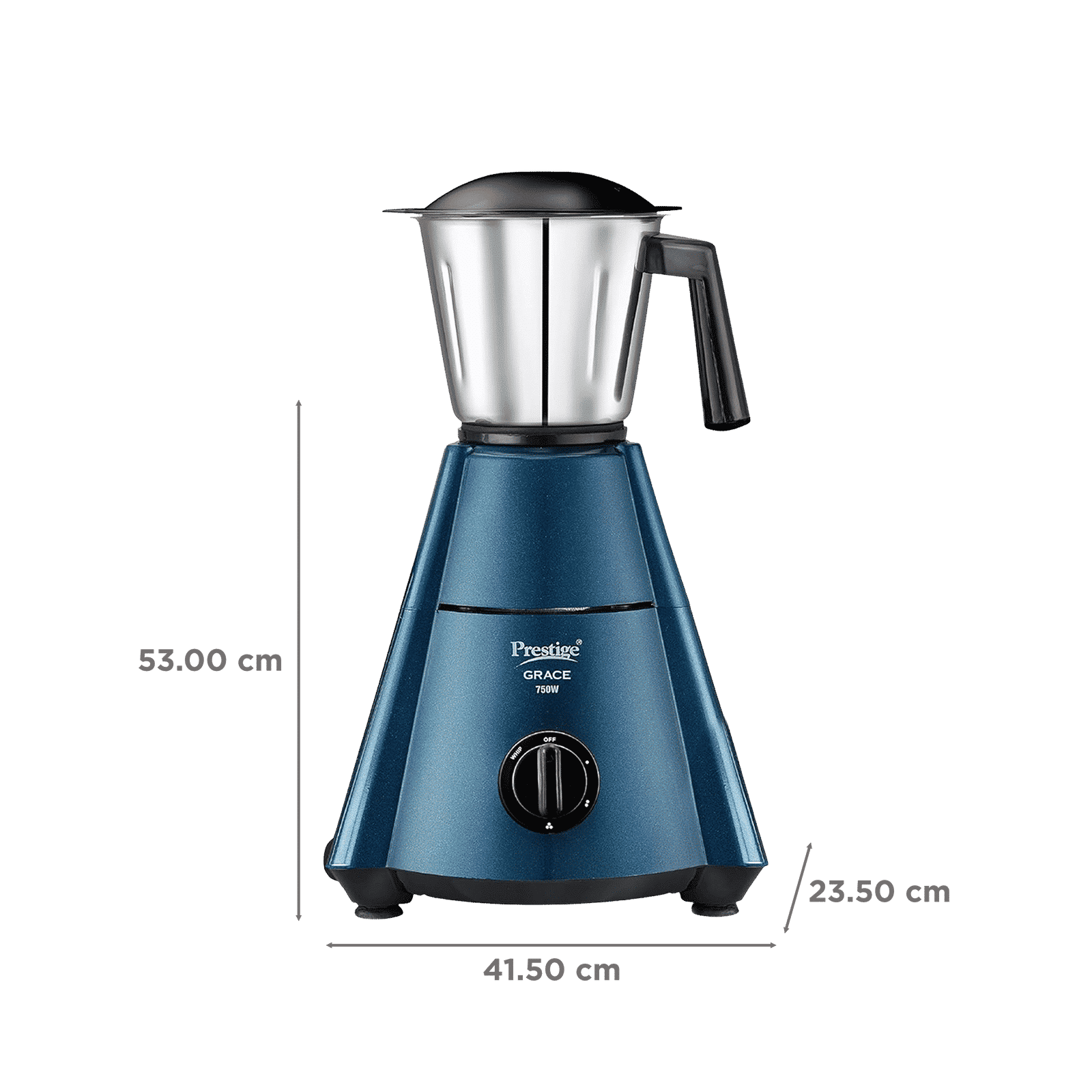 Prestige Grace 750 Watt 4 Jars Mixer Grinder (Dome Shaped LID, Blue & Black)_2