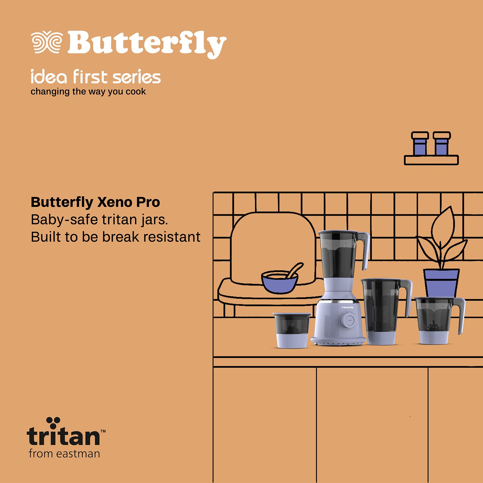 Butterfly Xeno Pro 750 Watt 4 Jars Juicer Mixer Grinder (20000 RPM, Lilac)_4