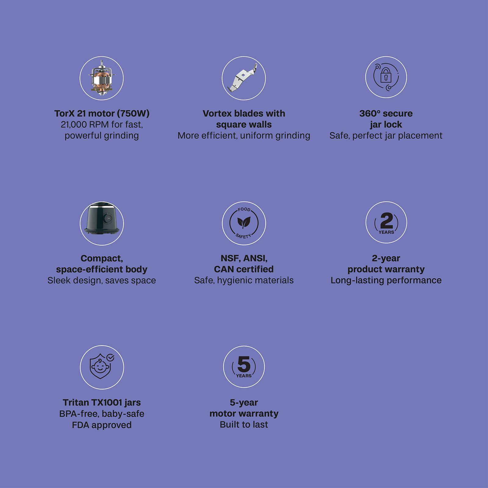 Butterfly Xeno Pro 750 Watt 4 Jars Juicer Mixer Grinder (20000 RPM, Lilac)_5