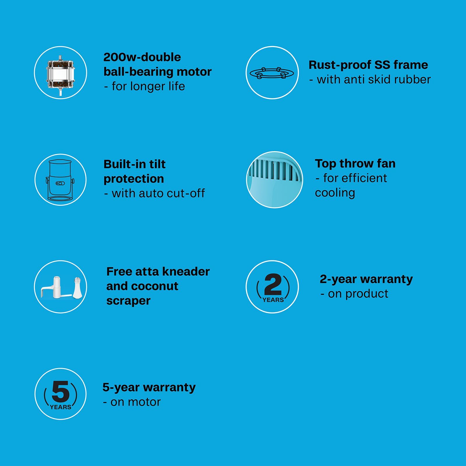Butterfly Orchid Plus 2 Litres 2 Stones Wet Grinder with Coconut Scrapper & Atta Kneader (Blue) Butterfly Orchid Plus 2 Litres 2 Stones Wet Grinder with Coconut Scrapper & Atta Kneader (Blue)_4