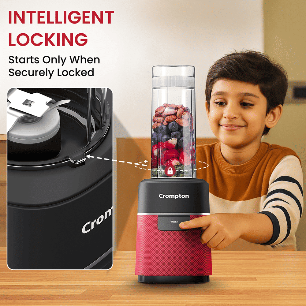 Crompton Ameo Fresh 400 Watt 2 Jars Nutri Blender (Maxi Blend Technology, Black & Red)_6