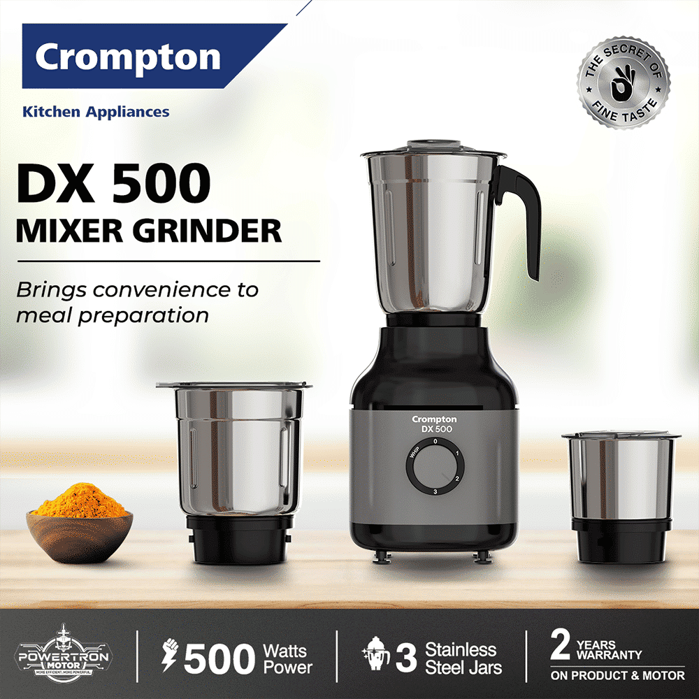 Crompton DX500 500 Watt 3 Jars Mixer Grinder (Motor Vent-X Technology, Black & Grey) Crompton DX500 500 Watt 3 Jars Mixer Grinder (Motor Vent-X Technology, Black & Grey)_7