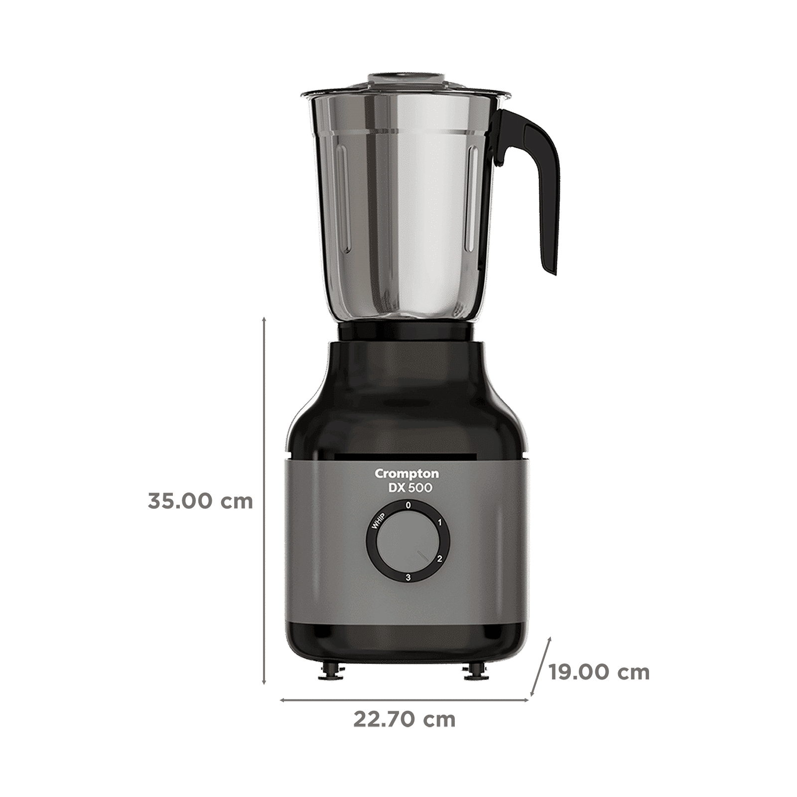 Crompton DX500 500 Watt 3 Jars Mixer Grinder (Motor Vent-X Technology, Black & Grey)_2
