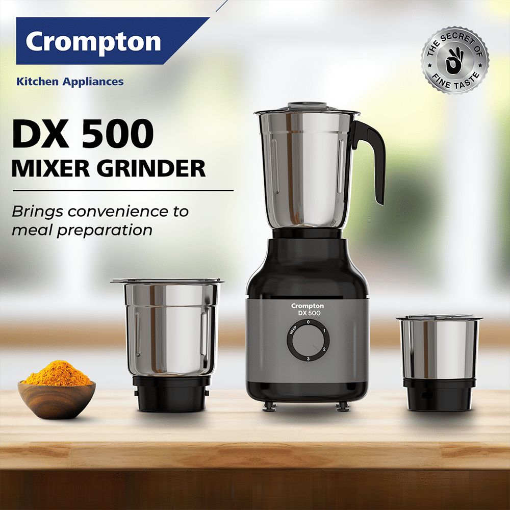 Crompton DX500 500 Watt 3 Jars Mixer Grinder (Motor Vent-X Technology, Black & Grey) Crompton DX500 500 Watt 3 Jars Mixer Grinder (Motor Vent-X Technology, Black & Grey)_2
