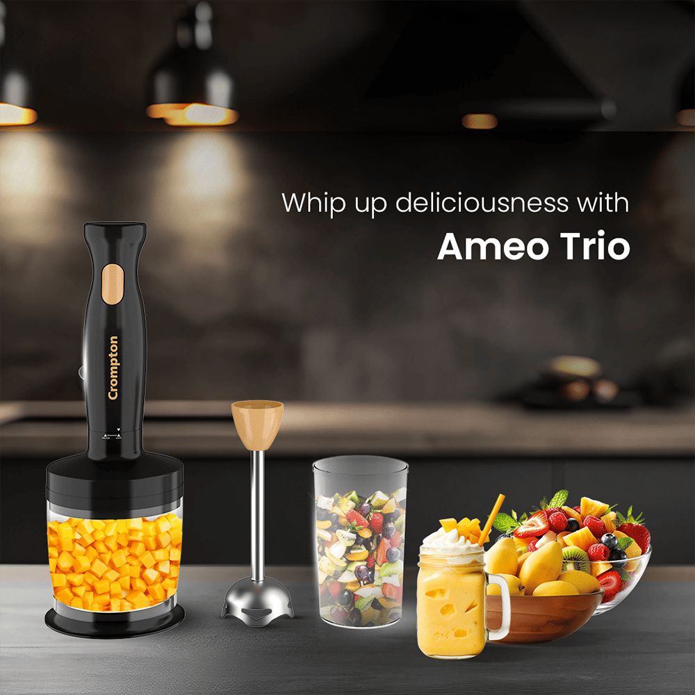 Crompton Ameo Trio 300 Watt Vegetable & Fruit Chopper with 2 Blades (Black & Golden)_4
