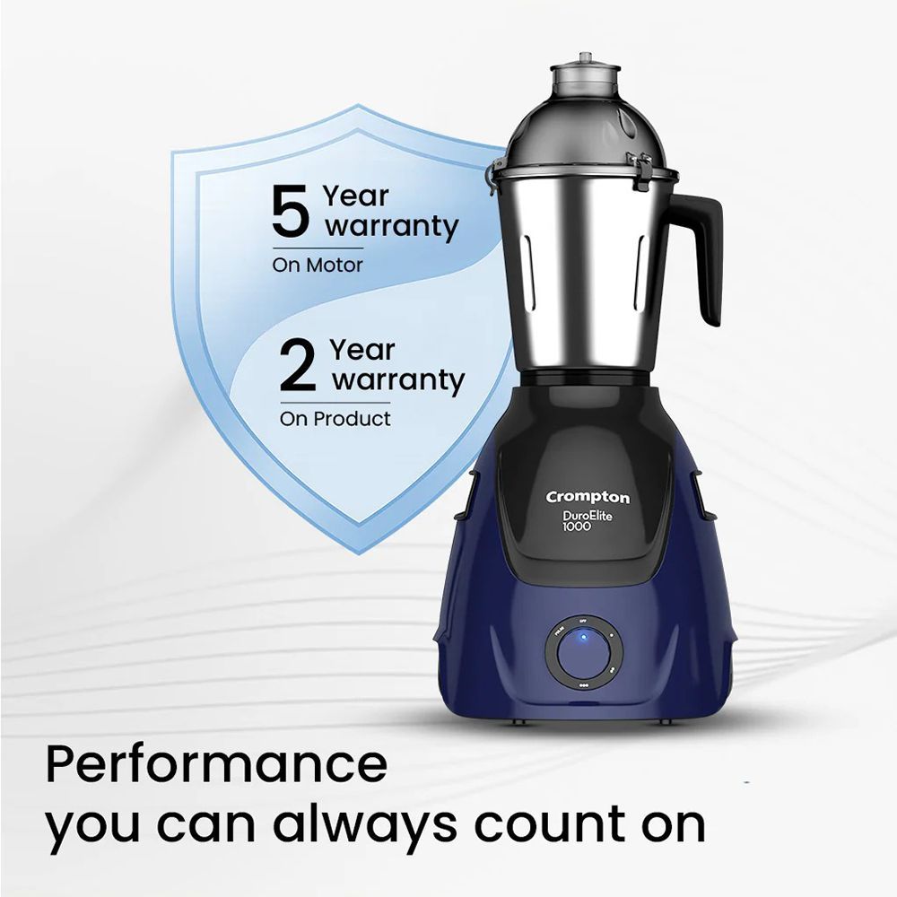 Crompton Duro Elite 1000 Watt 4 Jars Mixer Grinder (Motor Vent X Technology, Black & Blue)_3