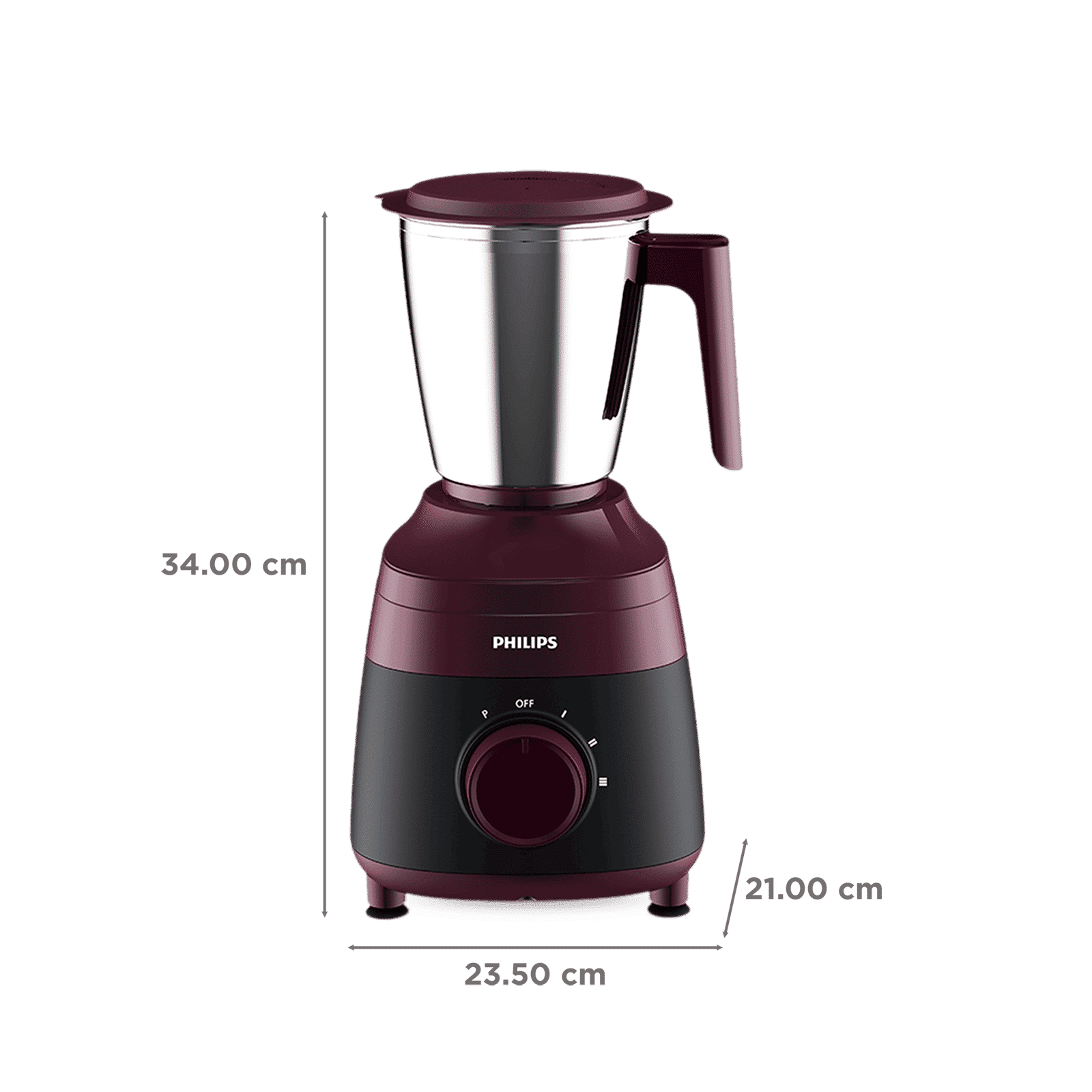 PHILIPS HL1000/00 500 Watt 3 Jars Mixer Grinder (22000 RPM, Opti-Grind Motor Technology, Red)_2