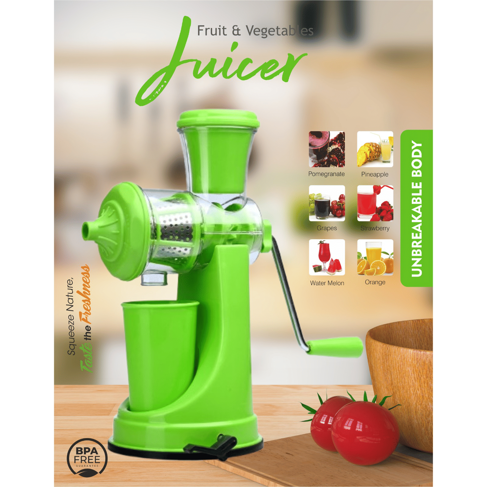 COOKAID Manual 1 Jar Juicer (BPA Free, Green)_1