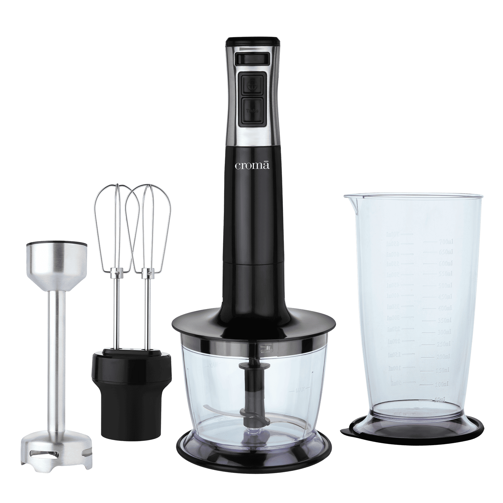Croma AK5701 600 Watt Hand Blender with 4 Attachments (Speed Selector, Black)_1