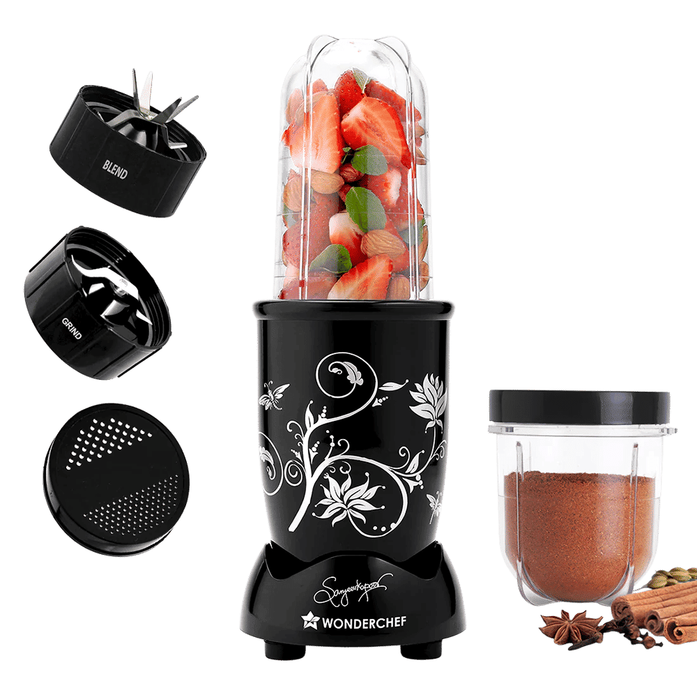 WONDERCHEF Nutri-blend 500 Watt 2 Jars Mixer Grinder Blender (22000 RPM, Powerful Motor, Black)_1
