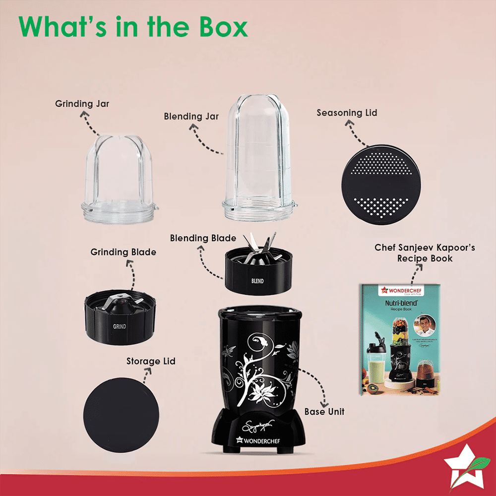 WONDERCHEF Nutri-blend 500 Watt 2 Jars Mixer Grinder Blender (22000 RPM, Powerful Motor, Black)_6