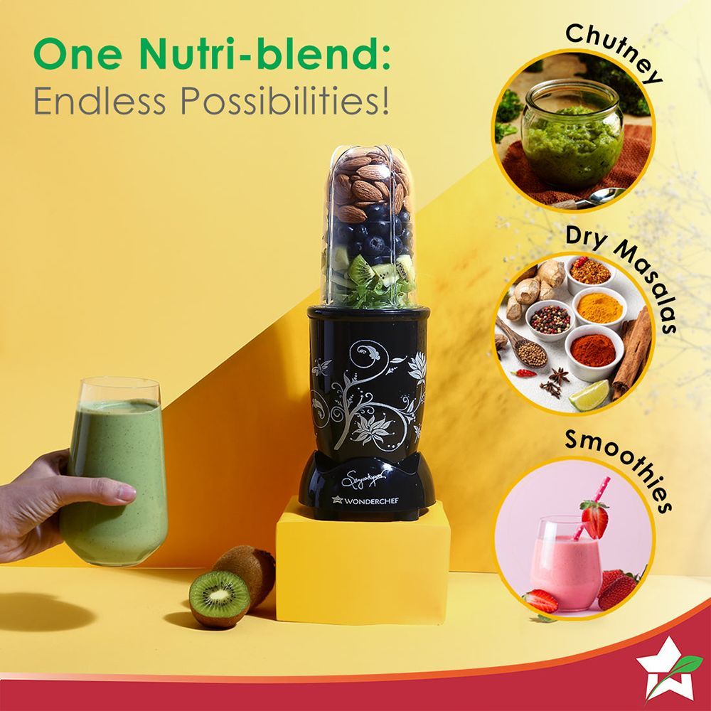 WONDERCHEF Nutri-blend 500 Watt 3 Jars Mixer Grinder Blender (22000 RPM, Powerful Motor, Black)_5