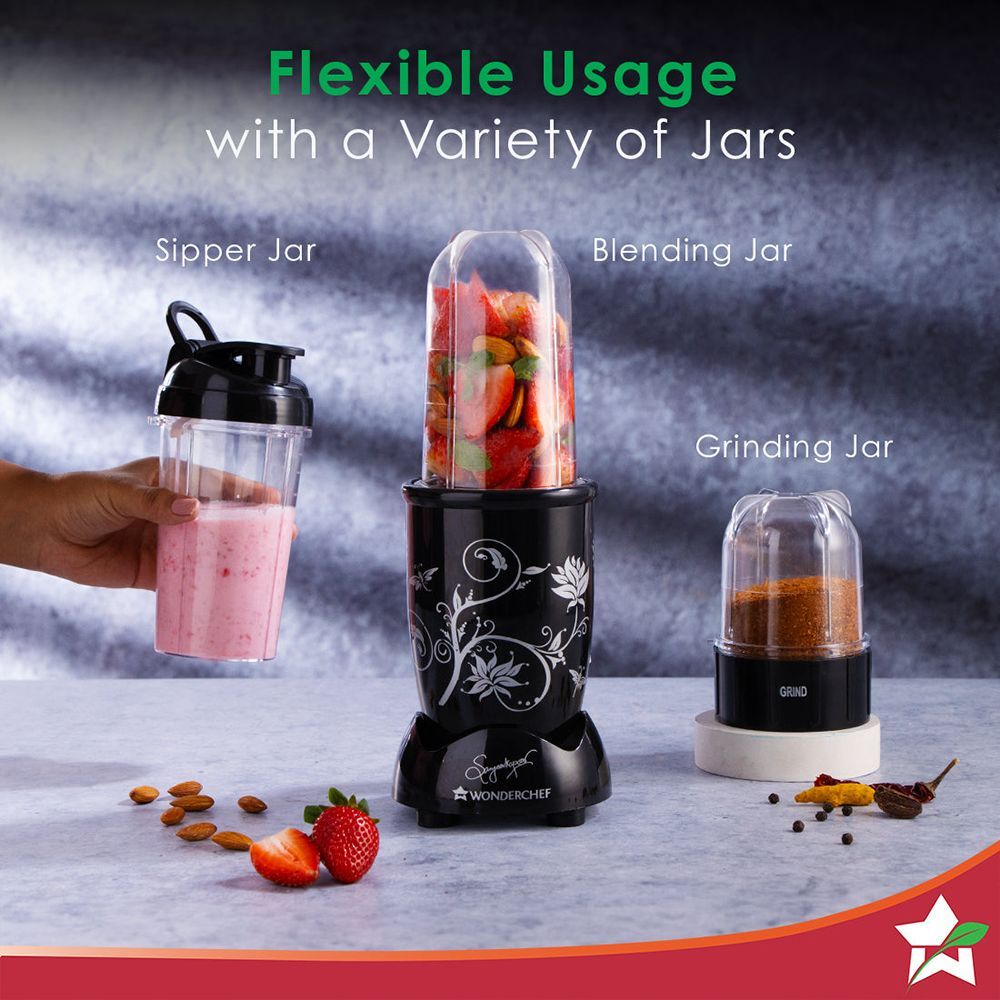 WONDERCHEF Nutri-blend 500 Watt 3 Jars Mixer Grinder Blender (22000 RPM, Powerful Motor, Black)_6