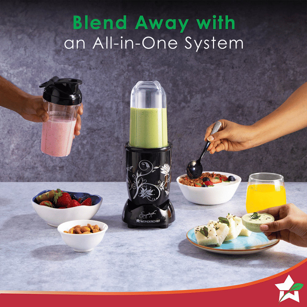 WONDERCHEF Nutri-blend 500 Watt 3 Jars Mixer Grinder Blender (22000 RPM, Powerful Motor, Black)_8