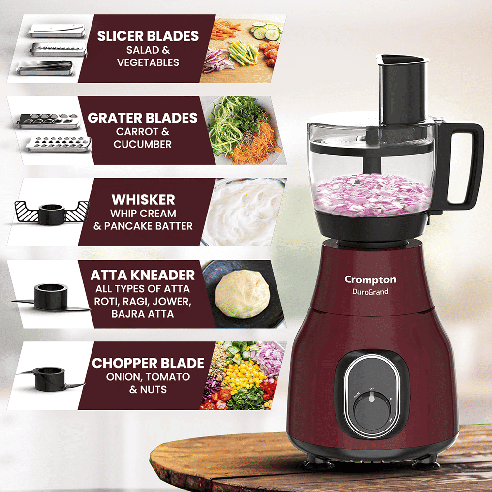 Crompton Duro Grand Plus 750 Watt Food Processors with 8 Blades (Red) Crompton Duro Grand Plus 750 Watt Food Processors with 8 Blades (Red)_3