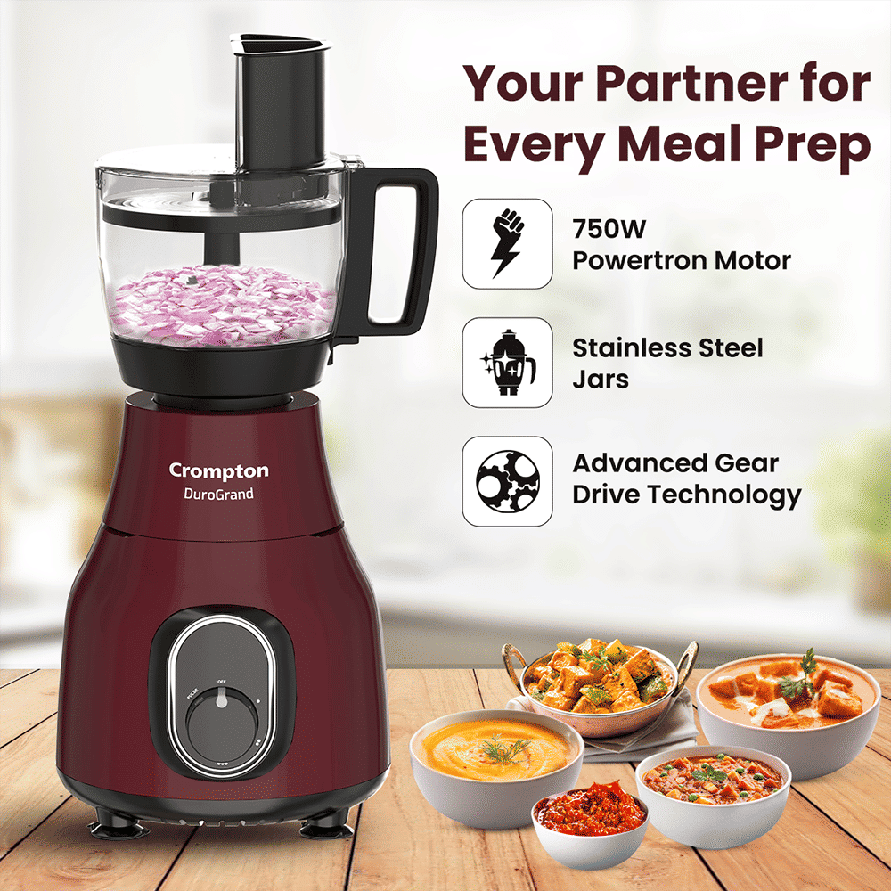Crompton Duro Grand Plus 750 Watt Food Processors with 8 Blades (Red) Crompton Duro Grand Plus 750 Watt Food Processors with 8 Blades (Red)_5