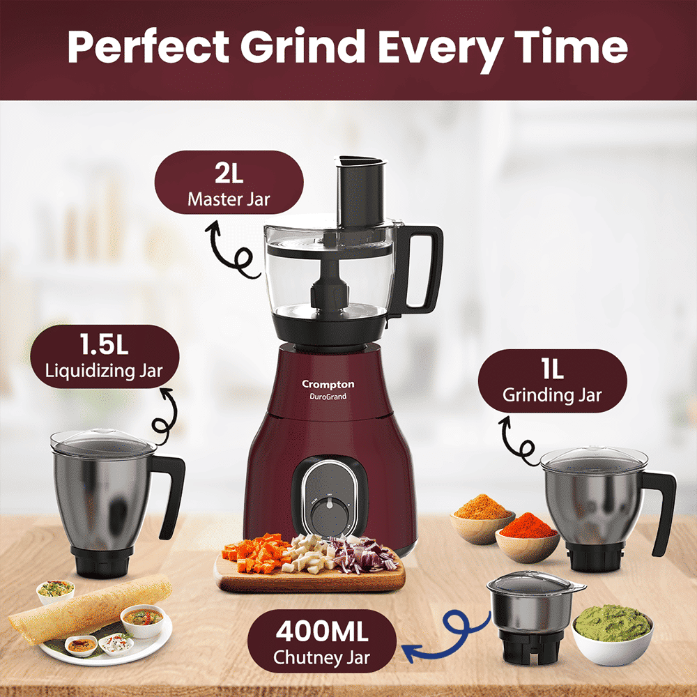 Crompton Duro Grand Plus 750 Watt Food Processors with 8 Blades (Red) Crompton Duro Grand Plus 750 Watt Food Processors with 8 Blades (Red)_7