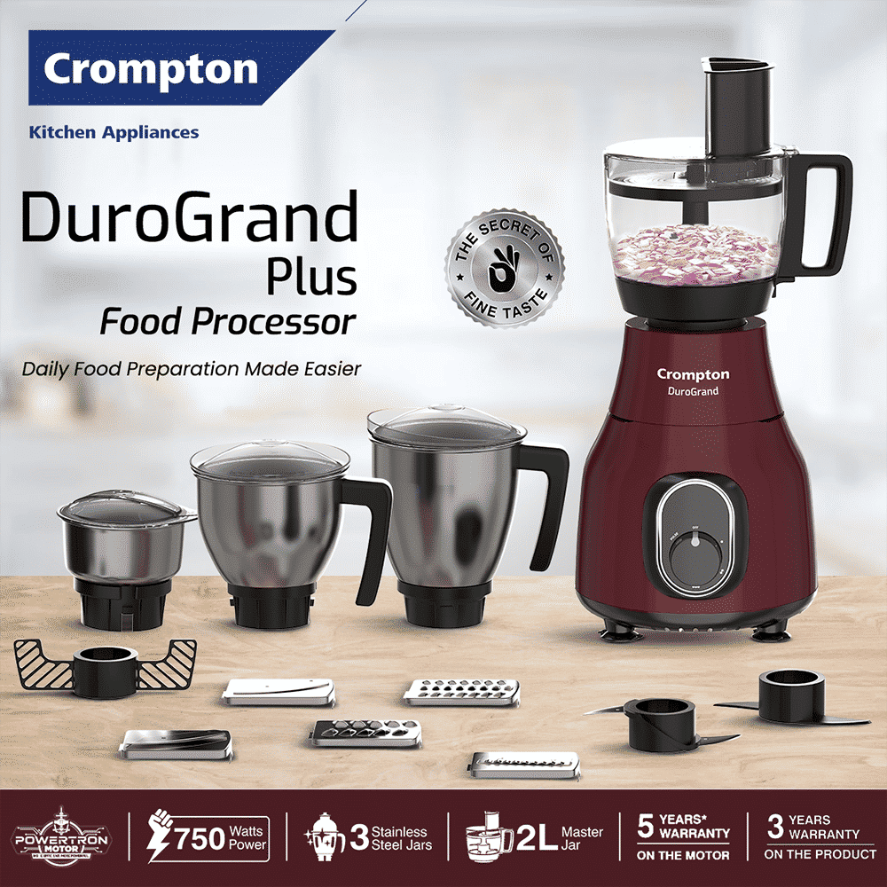 Crompton Duro Grand Plus 750 Watt Food Processors with 8 Blades (Red) Crompton Duro Grand Plus 750 Watt Food Processors with 8 Blades (Red)_2