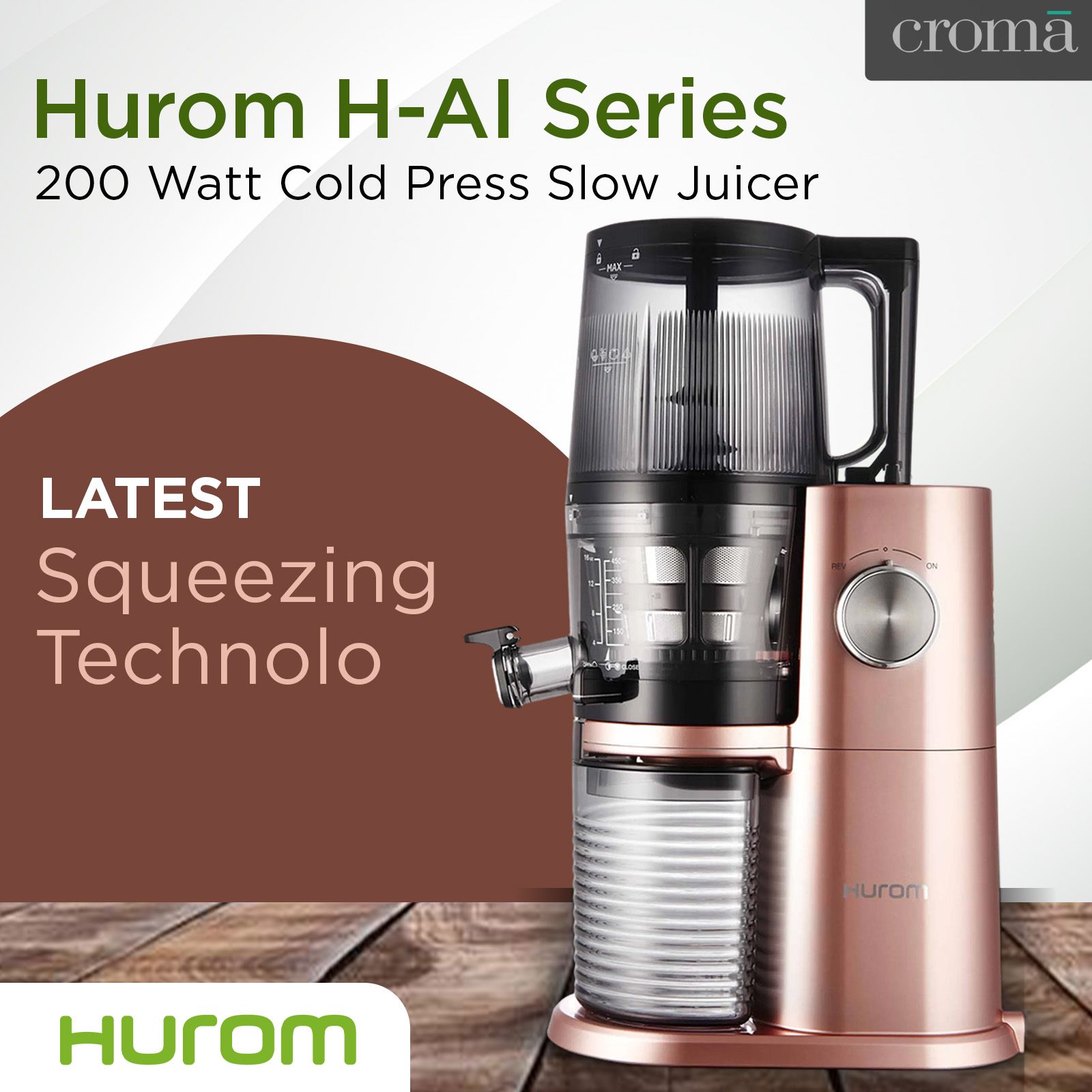 Hurom H-AI Series 200 Watt Cold Press Slow Juicer (60 RPM, Latest Squeezing Technology, Rose Gold)_14