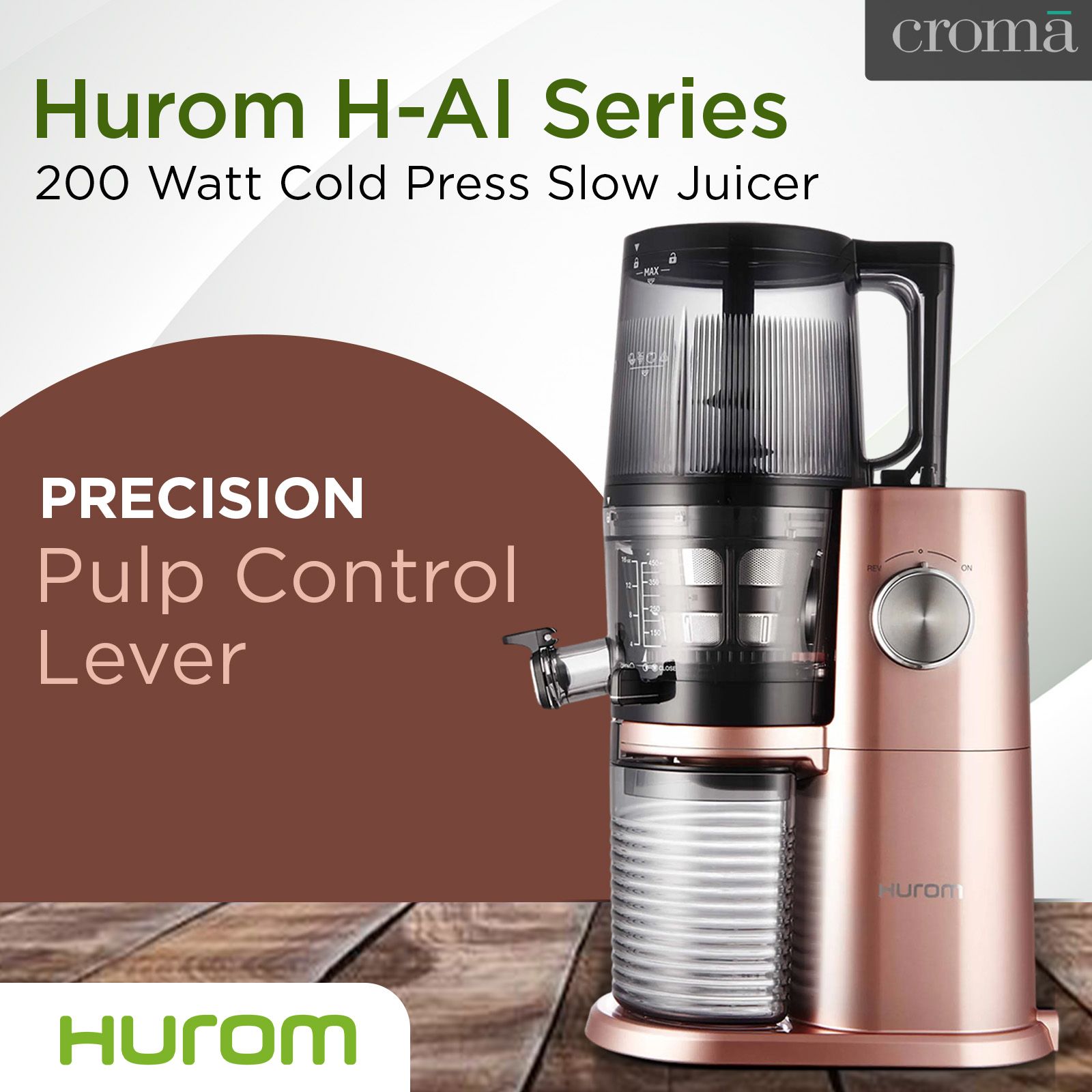 Hurom H-AI Series 200 Watt Cold Press Slow Juicer (60 RPM, Latest Squeezing Technology, Rose Gold)_16