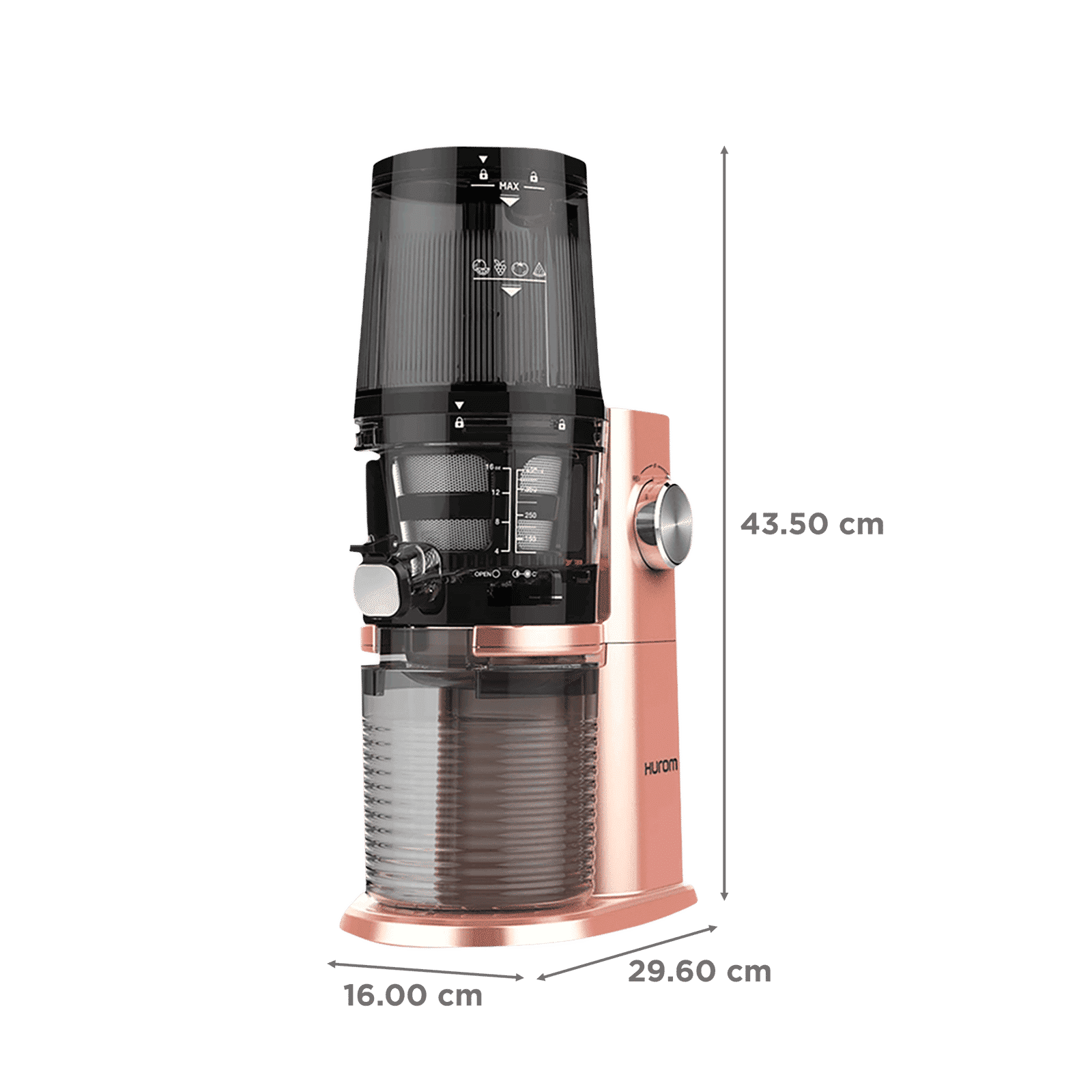 Hurom H-AI Series 200 Watt Cold Press Slow Juicer (60 RPM, Latest Squeezing Technology, Rose Gold)_3