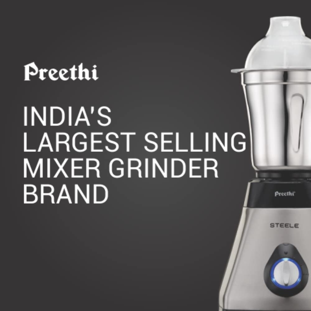 Preethi Steele Supreme 750 Watt 4 Jars Mixer Grinder (18000 RPM, Turbo Vent Technology, Grey)_15