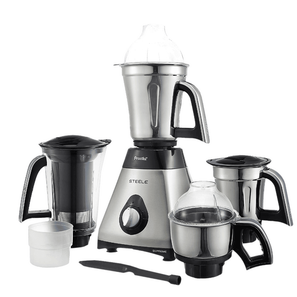 Preethi Steele Supreme 750 Watt 4 Jars Mixer Grinder (18000 RPM, Turbo Vent Technology, Grey)_6