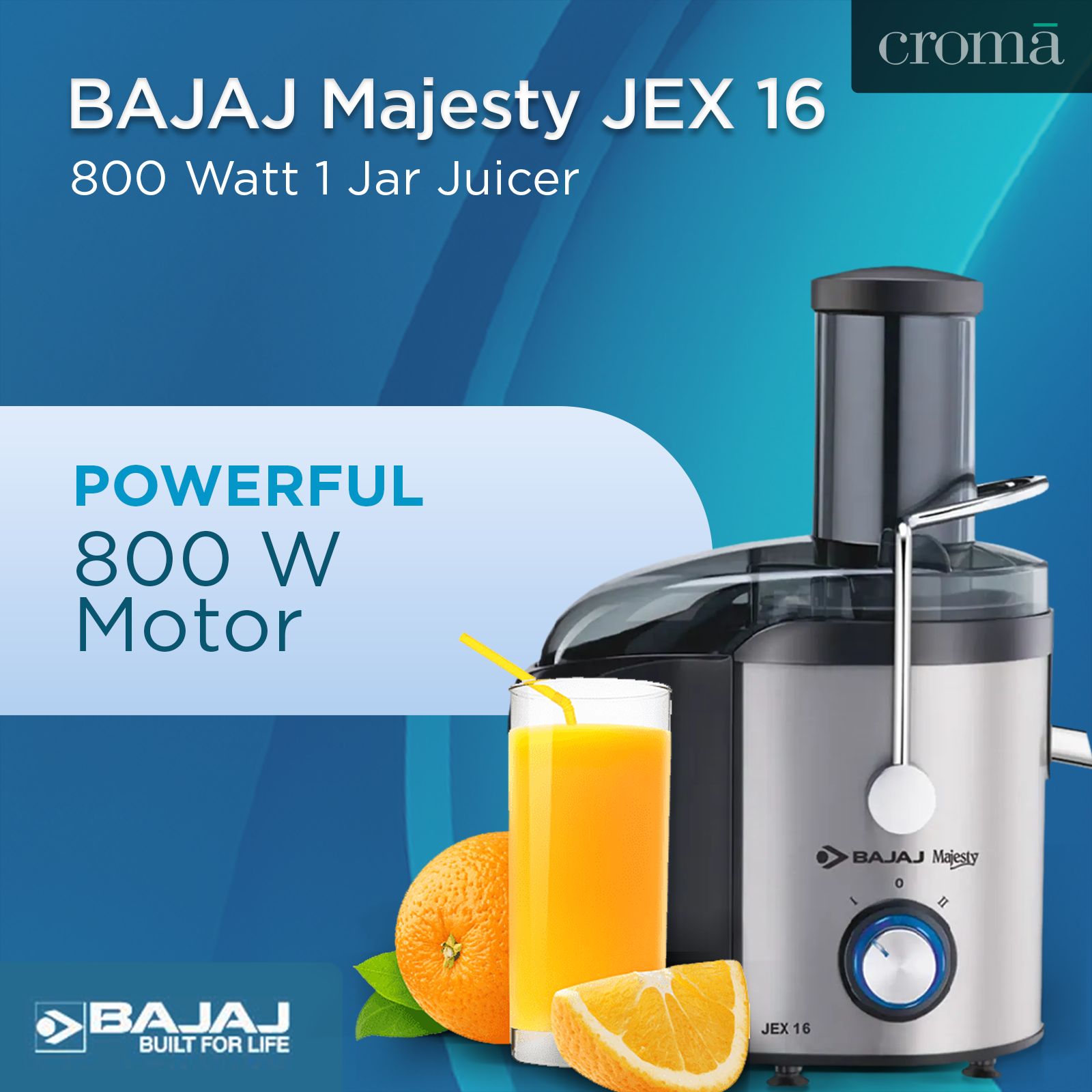 BAJAJ Majesty JEX 16 800 Watt 1 Jar Juicer (Elegant Backlit LED Control Panel, Black)_6